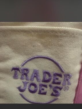 Trader Joe's Canvas Tote with Purple Logo